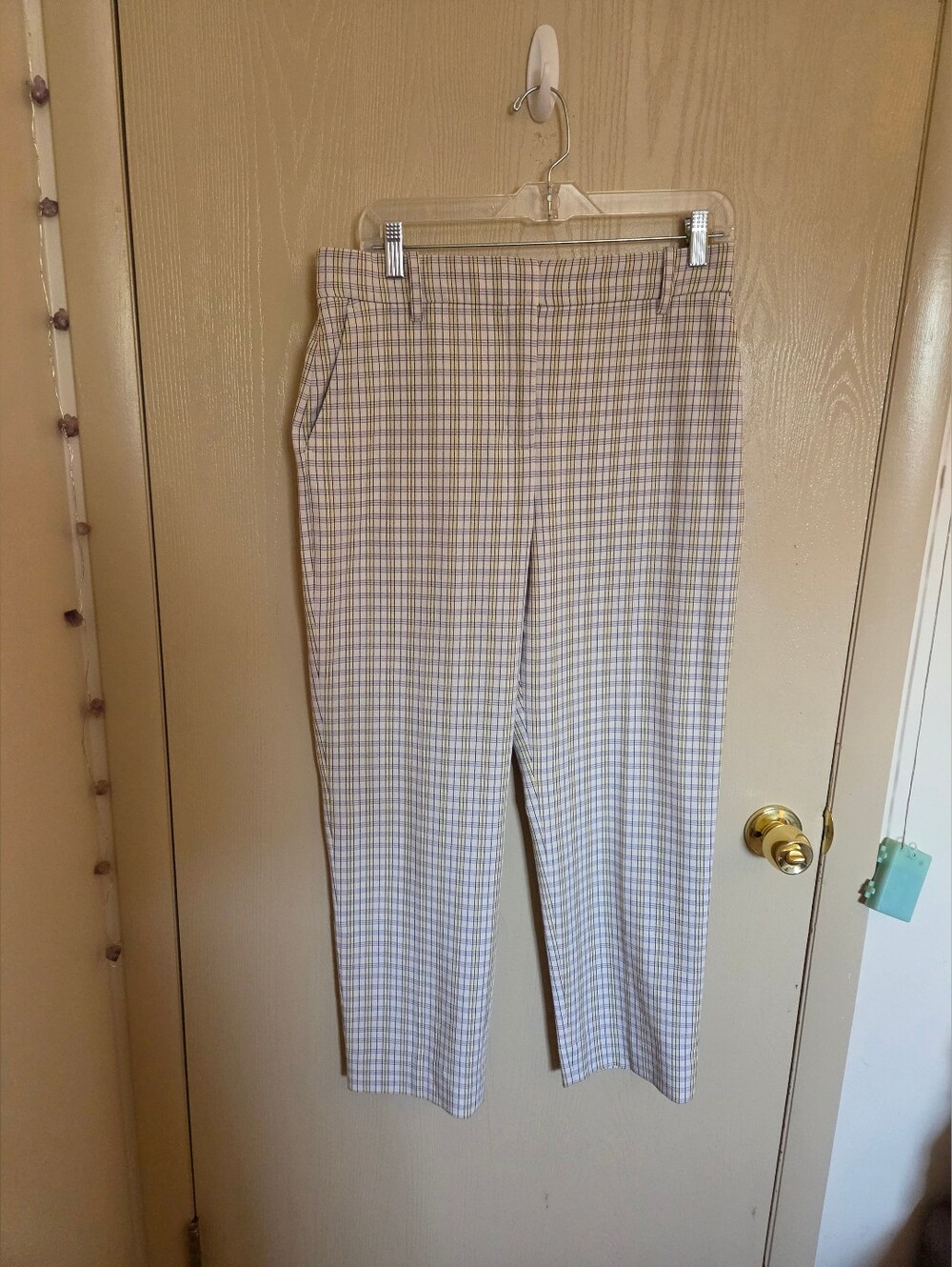 NWOT Tory Burch Stretch Twill Cropped Plaid Golf Pants Womens Size 8